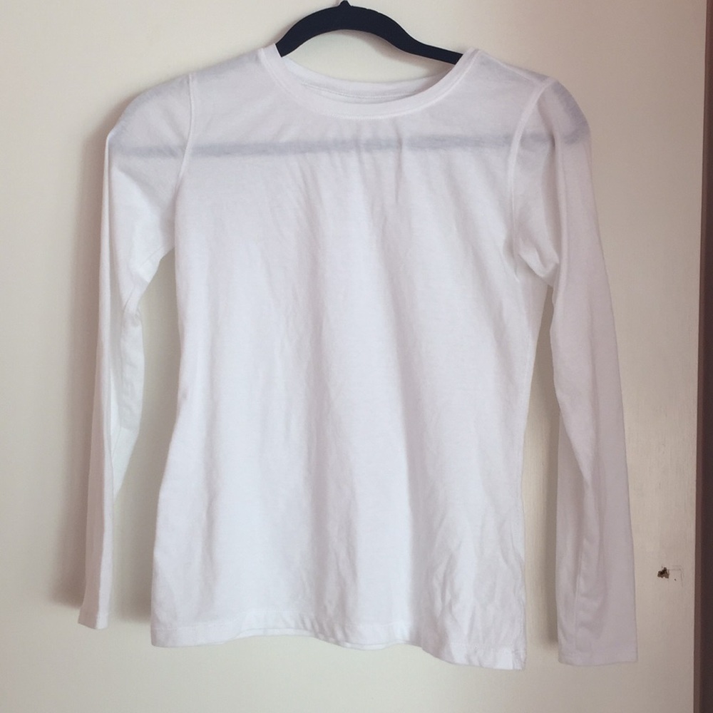White long sleeve kids t-shirt.